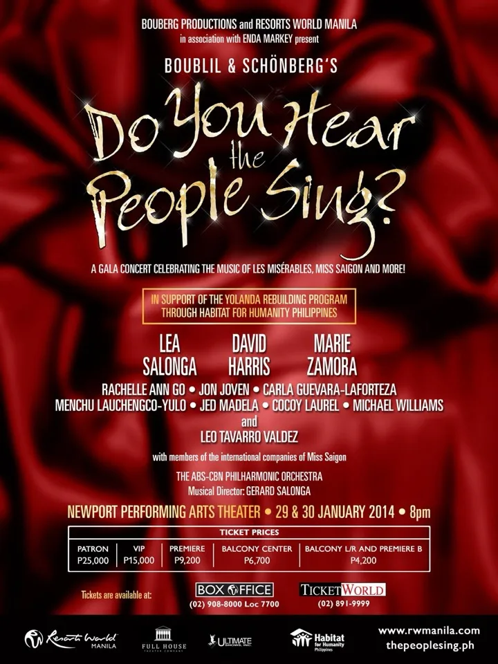 Poster for Do You Hear The People Sing? in Manila in 2014